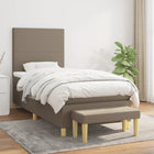 Boxspring Met Matras Stof Taupe 90X200 Cm Taupe 90 x 200 cm Effen ontwerp