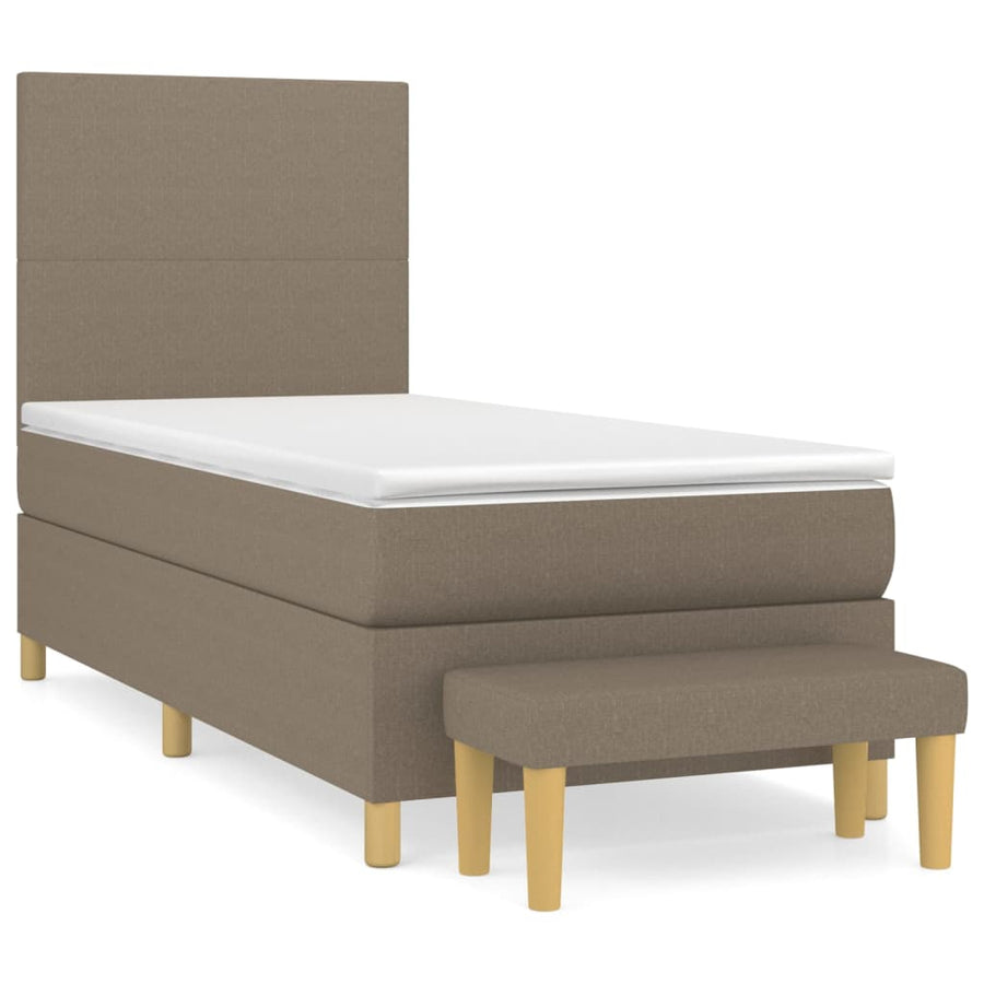 Boxspring Met Matras Stof Taupe 100 x 200 cm Effen ontwerp