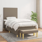 Boxspring Met Matras Stof Taupe 100 x 200 cm Effen ontwerp