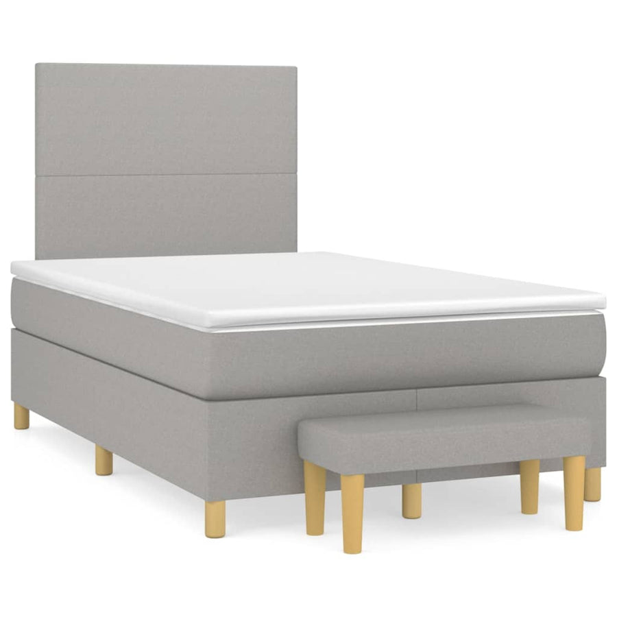 Boxspring Met Matras Stof Lichtgrijs 120 x 200 cm Effen ontwerp
