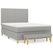 Boxspring Met Matras Stof Lichtgrijs 140 x 190 cm Effen ontwerp