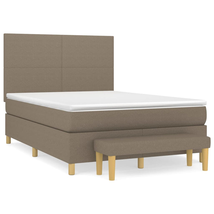Boxspring Met Matras Stof Taupe 140X190 Cm Taupe 140 x 190 cm Effen ontwerp