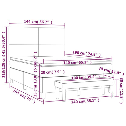 Boxspring Met Matras Stof Taupe 140X190 Cm Taupe 140 x 190 cm Effen ontwerp