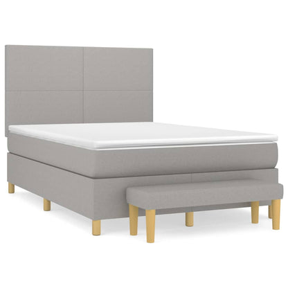 Boxspring Met Matras Stof Lichtgrijs 140 x 200 cm Effen ontwerp