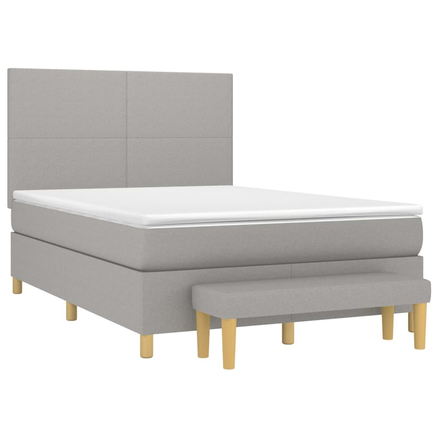 Boxspring Met Matras Stof Lichtgrijs 140 x 200 cm Effen ontwerp