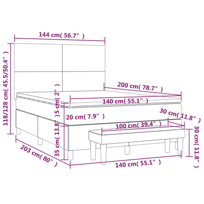 Boxspring Met Matras Stof Taupe 140X200 Cm Taupe 140 x 200 cm Effen ontwerp