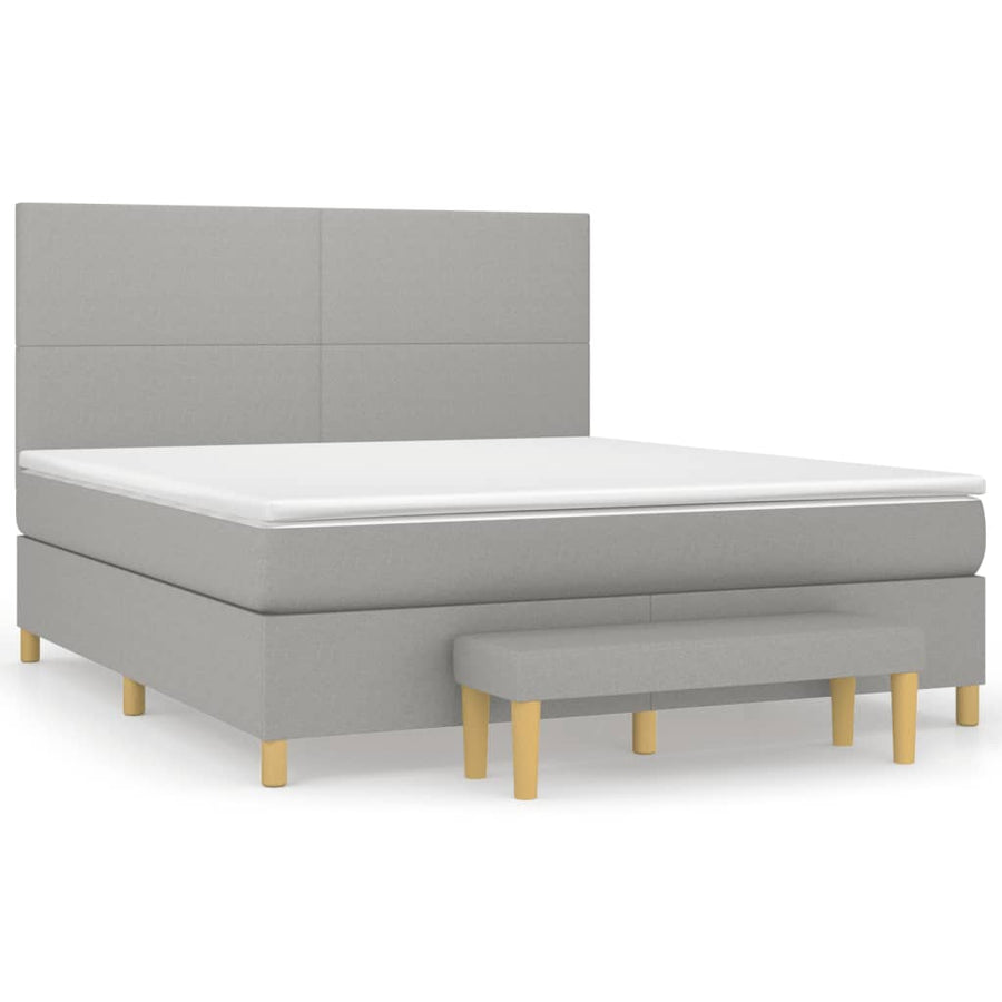 Boxspring Met Matras Stof Lichtgrijs 160 x 200 cm Effen ontwerp