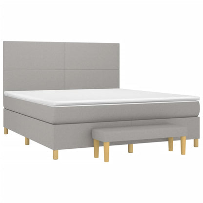 Boxspring Met Matras Stof Lichtgrijs 160 x 200 cm Effen ontwerp