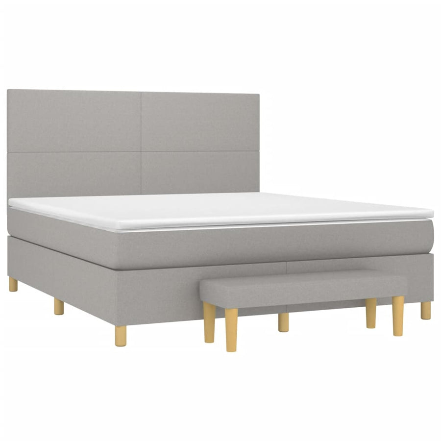 Boxspring Met Matras Stof Lichtgrijs 160 x 200 cm Effen ontwerp