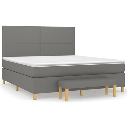 Boxspring Met Matras Stof Donkergrijs 160 x 200 cm Effen ontwerp