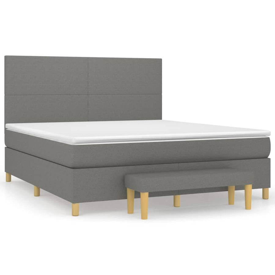 Boxspring Met Matras Stof Donkergrijs 160 x 200 cm Effen ontwerp