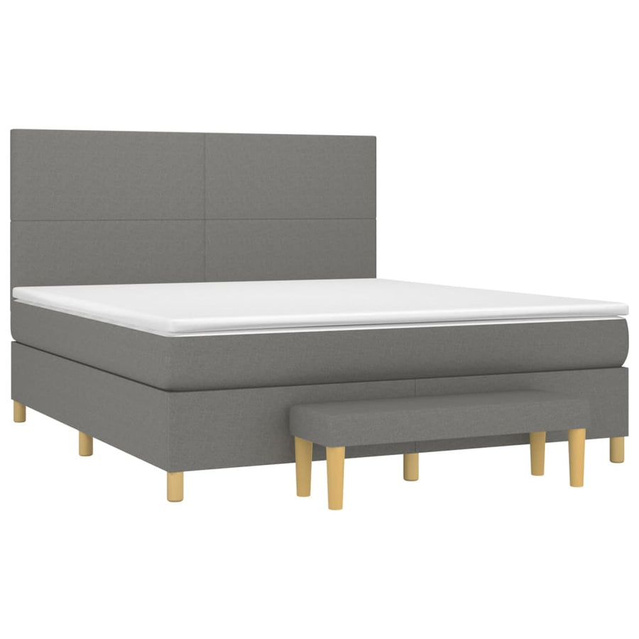 Boxspring Met Matras Stof Donkergrijs 160 x 200 cm Effen ontwerp