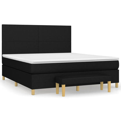 Boxspring Met Matras Stof Zwart 160 x 200 cm Effen ontwerp