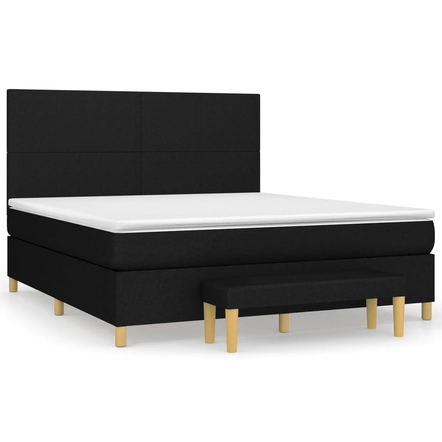 Boxspring Met Matras Stof Zwart 160 x 200 cm Effen ontwerp