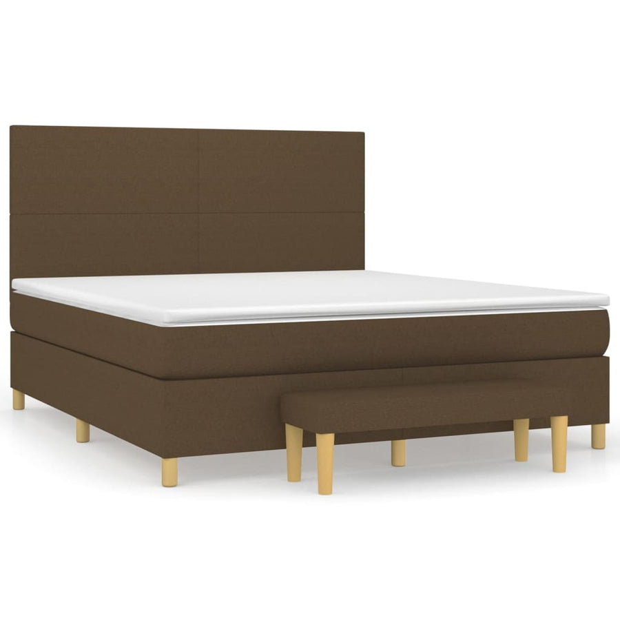 Boxspring Met Matras Stof Donkerbruin 160 x 200 cm Effen ontwerp