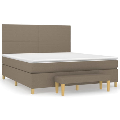 Boxspring Met Matras Stof Taupe 160X200 Cm Taupe 160 x 200 cm Effen ontwerp