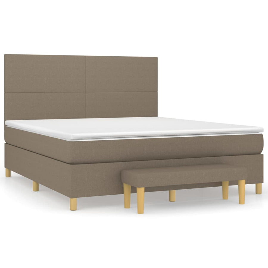 Boxspring Met Matras Stof Taupe 160X200 Cm Taupe 160 x 200 cm Effen ontwerp