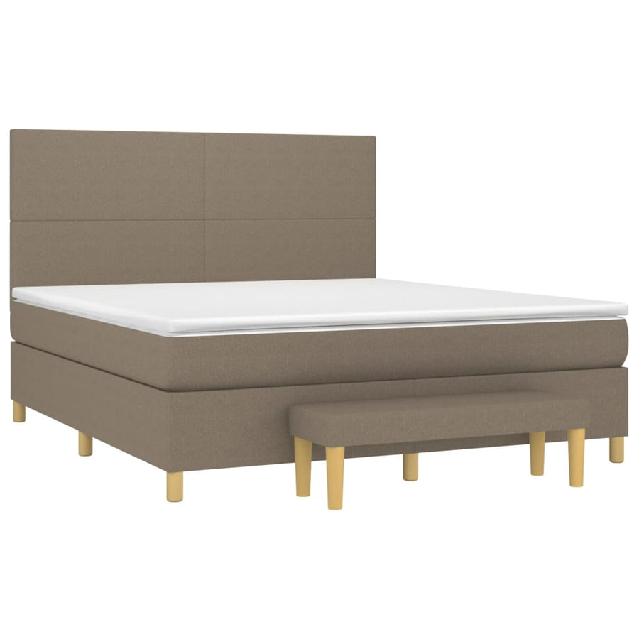 Boxspring Met Matras Stof Taupe 160X200 Cm Taupe 160 x 200 cm Effen ontwerp