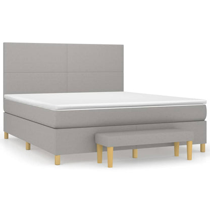 Boxspring Met Matras Stof Lichtgrijs 180 x 200 cm Effen ontwerp
