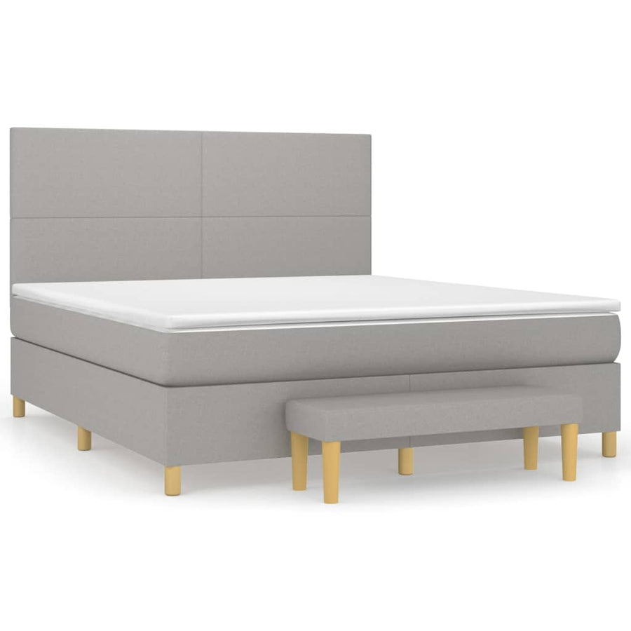 Boxspring Met Matras Stof Lichtgrijs 180 x 200 cm Effen ontwerp