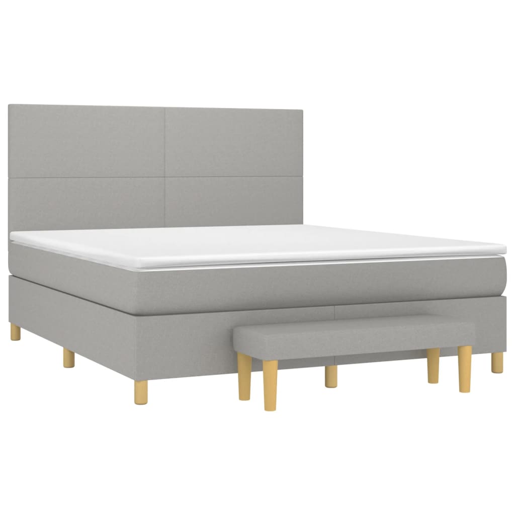 Boxspring Met Matras Stof Lichtgrijs 180 x 200 cm Effen ontwerp