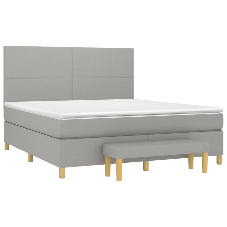 Boxspring Met Matras Stof Lichtgrijs 180 x 200 cm Effen ontwerp