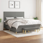 Boxspring Met Matras Stof Donkergrijs 180 x 200 cm Effen ontwerp