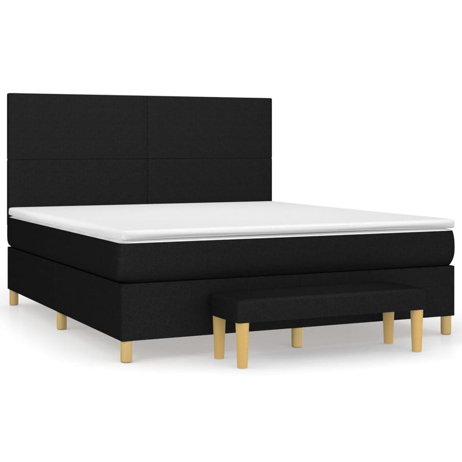 Boxspring Met Matras Stof Zwart 180 x 200 cm Effen ontwerp
