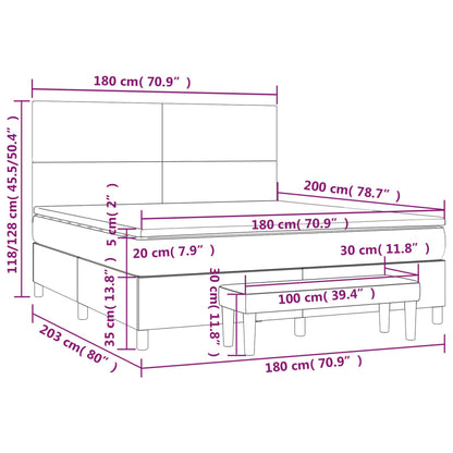 Boxspring Met Matras Stof Zwart 180 x 200 cm Effen ontwerp