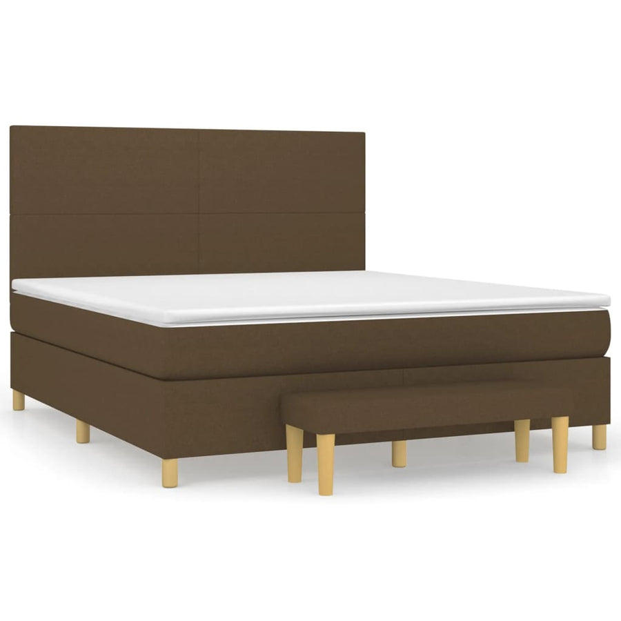 Boxspring Met Matras Stof 180 x 200 cm Donkerbruin