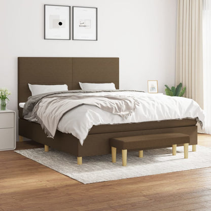Boxspring Met Matras Stof 180 x 200 cm Donkerbruin