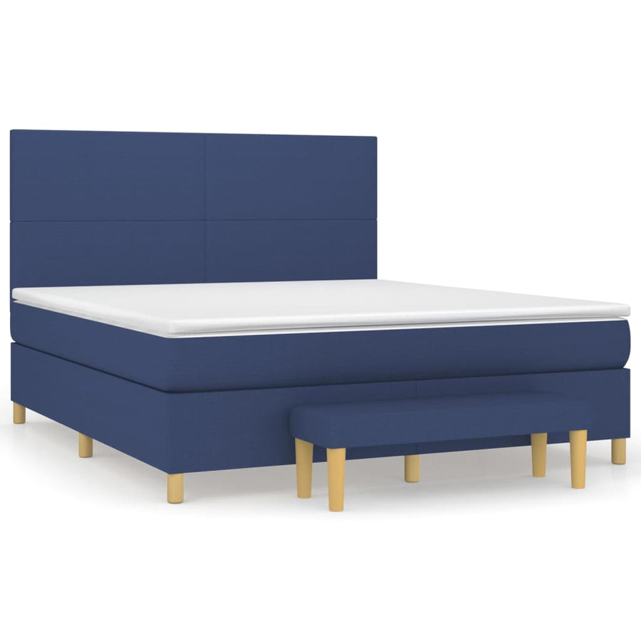 Boxspring Met Matras Stof Blauw 180 x 200 cm Effen ontwerp