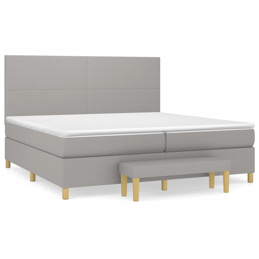 Boxspring Met Matras Stof Lichtgrijs 200 x 200 cm Effen ontwerp