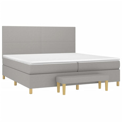 Boxspring Met Matras Stof Lichtgrijs 200 x 200 cm Effen ontwerp