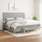 Boxspring Met Matras Stof Lichtgrijs 200 x 200 cm Effen ontwerp