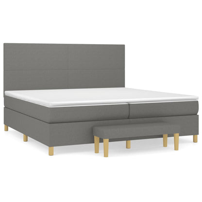 Boxspring Met Matras Stof Donkergrijs 200 x 200 cm Effen ontwerp