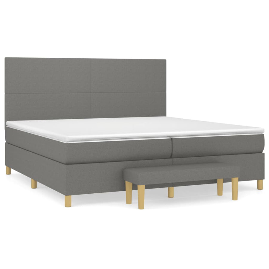 Boxspring Met Matras Stof Donkergrijs 200 x 200 cm Effen ontwerp