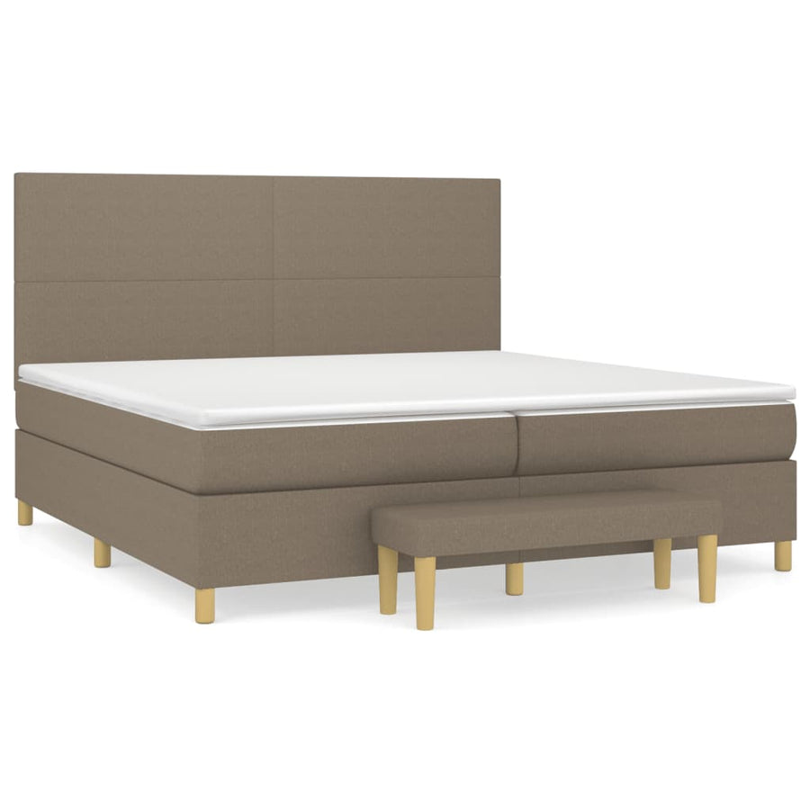 Boxspring Met Matras Stof Taupe 200X200 Cm Taupe 200 x 200 cm Effen ontwerp