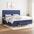 Box spring with mattress fabric blue 200x200 cm