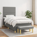 Boxspring met matras stof donkergrijs 90x190 cm