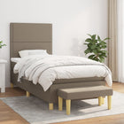 Box spring with fabric mattress taupe 90x190 cm