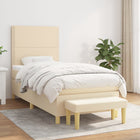 Boxspring met matras stof crèmekleurig 100x200 cm 100 x 200 cm Crème