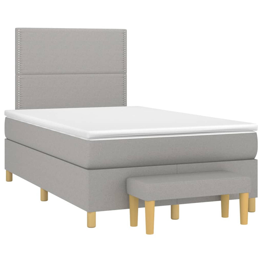 Boxspring Met Matras Stof Lichtgrijs 120 x 200 cm Effen met spijkers