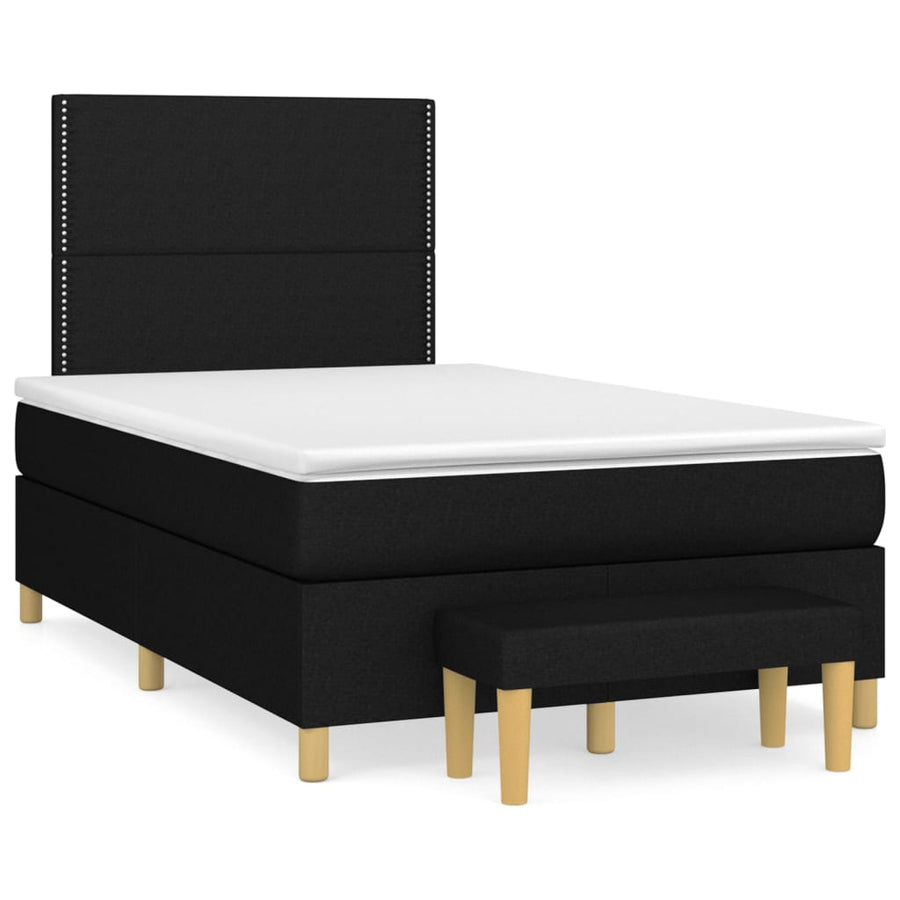 Boxspring Met Matras Stof Zwart 120 x 200 cm Effen met spijkers