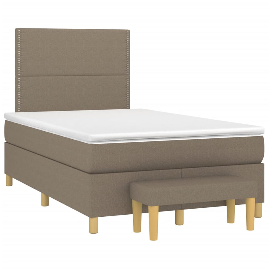 Boxspring Met Matras Stof Taupe 120 x 200 cm Effen met spijkers