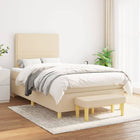 Boxspring met matras stof crèmekleurig 120x200 cm 120 x 200 cm Crème