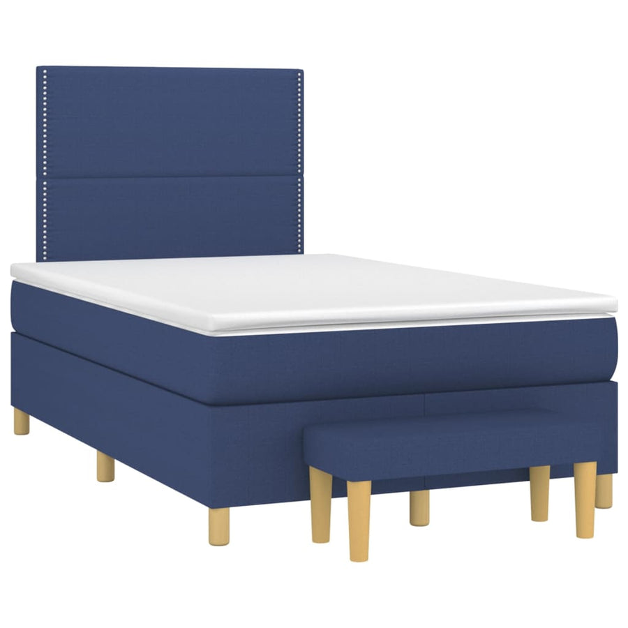 Boxspring Met Matras Stof Blauw 120 x 200 cm Effen met spijkers