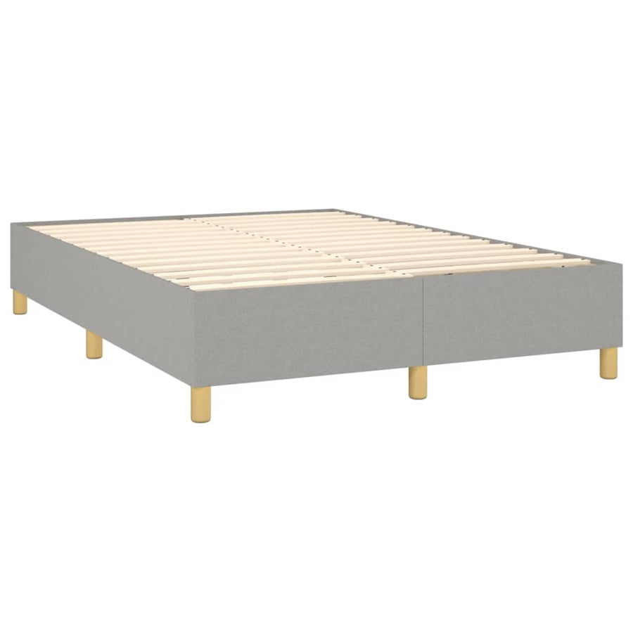 Boxspring Met Matras Stof Lichtgrijs 140 x 190 cm Effen met spijkers