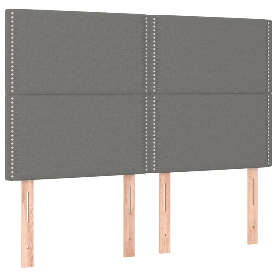 Boxspring Met Matras Stof Donkergrijs 140 x 190 cm Effen met spijkers