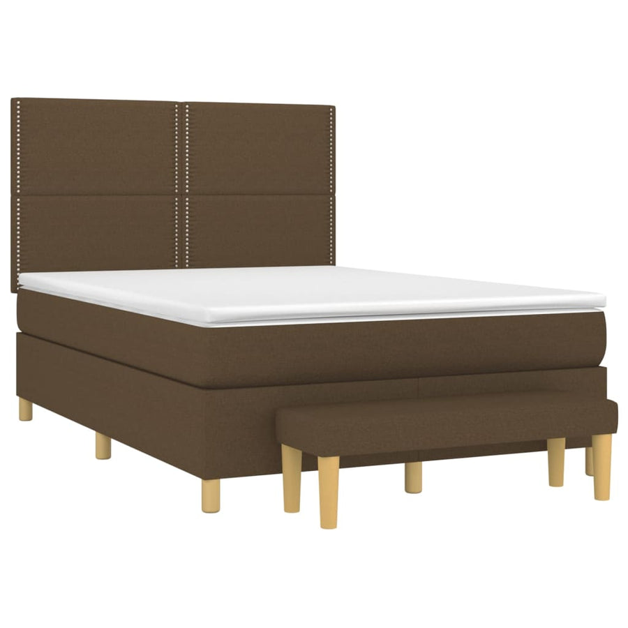 Boxspring met matras stof donkerbruin 140x190 cm 140 x 190 cm Donkerbruin